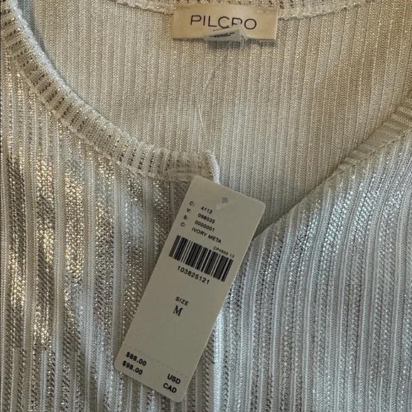 Pilcro Metallic Silver Knit Top - Picture 2 of 3
